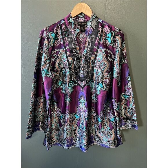 Womens Lane Bryant Purple Embellished Blouse 14/16 Plus Size - Picture 1 of 5
